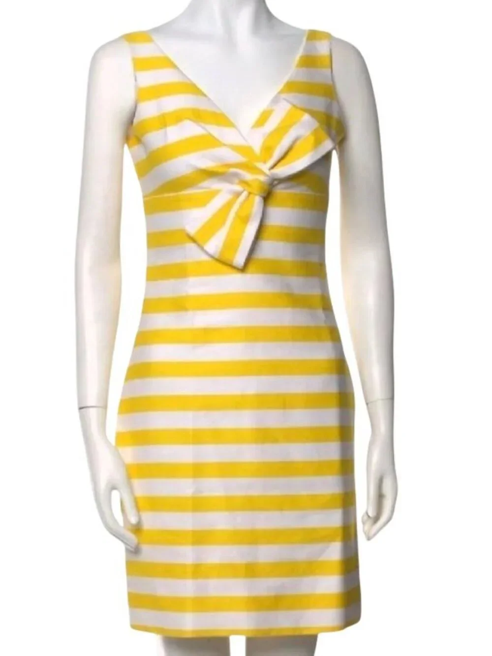 kate spade yellow white stripe bow accent silverscreen sheath dress size 2